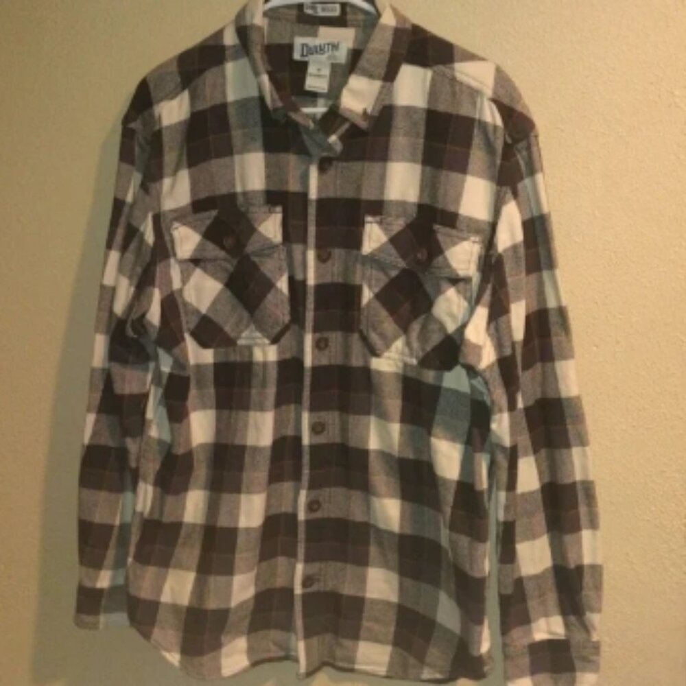 Duluth Trading Company Thick Flannel Untucked Relaxed Fit Plaid 100% Cotton M